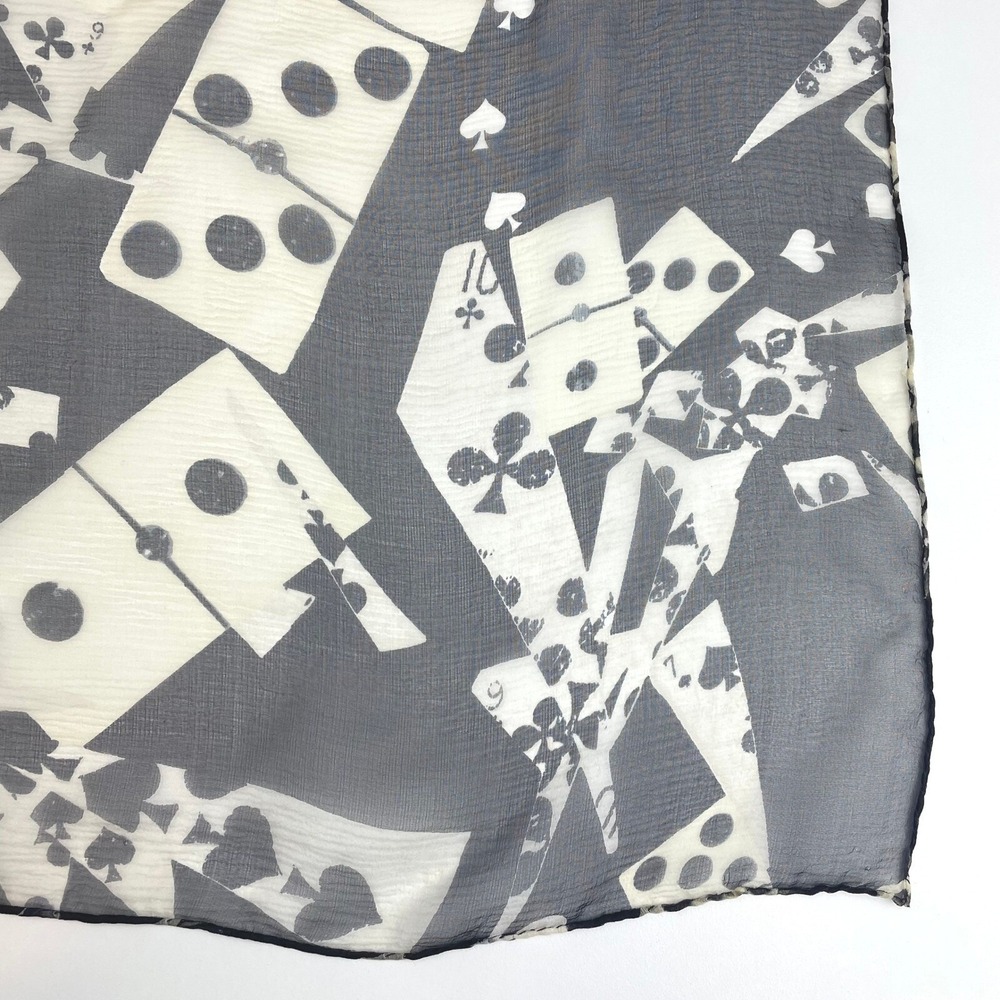 Vintage GALLIANO CHRISTIAN DIOR Silk Scarf Square‎ 27" Sheer Cards Dominos Y2K - Picture 8 of 11